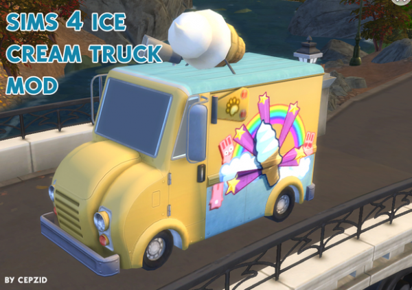 Maxis Match Sims 4 Ice Cream Truck Mod by simsfinds - The Sims 4 Custom Content