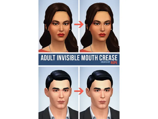 Maxis Match Adult Invisible Mouth Crease - The Sims 4 Custom Content