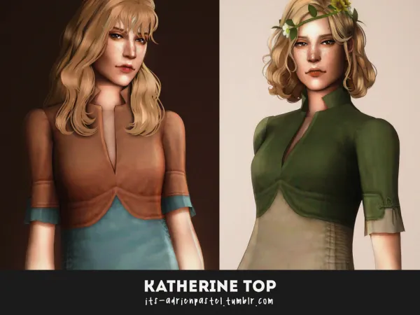 Maxis Match October'20 Pack Katherine Top by adrienpastel - The Sims 4 Custom Content