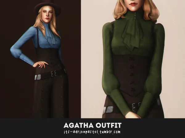 Maxis Match October'20 Pack Agatha Outfit by adrienpastel - The Sims 4 Custom Content