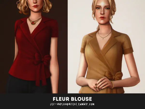 Maxis Match October'20 Pack Fleur Blouse by adrienpastel - The Sims 4 Custom Content