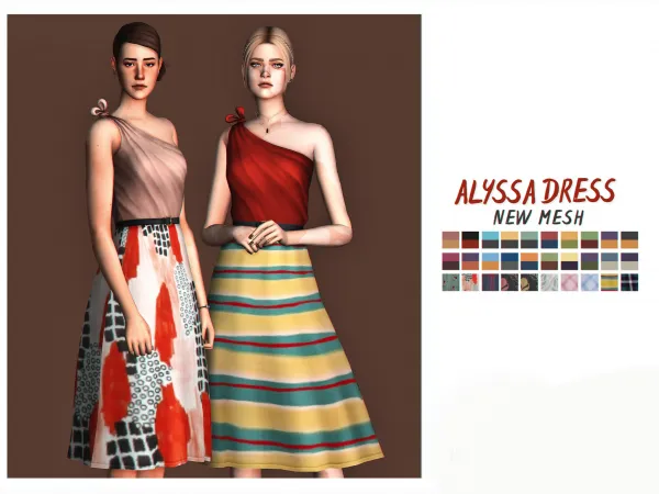 Maxis Match Alyssa Dress by adrienpastel - The Sims 4 Custom Content