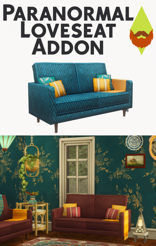 Maxis Match Paranormal Loveseat Addon by simsfinds - The Sims 4 Custom Content
