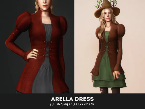 Maxis Match October'20 Pack Arella Dress by adrienpastel - The Sims 4 Custom Content