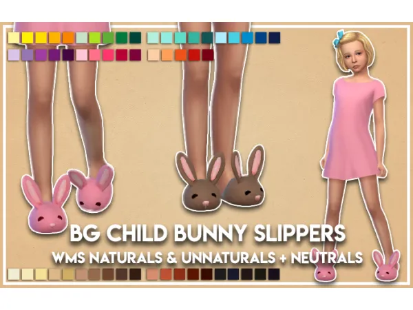Alpha Celebi 88BG Child Bunny Slippers WMS Palette - The Sims 4 Custom Content