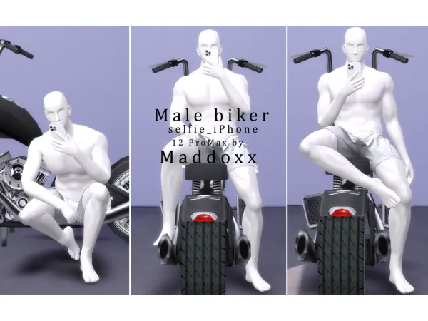 Maxis Match [Male biker selfie poses] wiPhone12 Pro Max by Maddoxx - The Sims 4 Custom Content