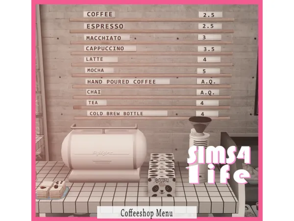 Maxis Match Coffee shop Menu by Sims41ife - The Sims 4 Custom Content