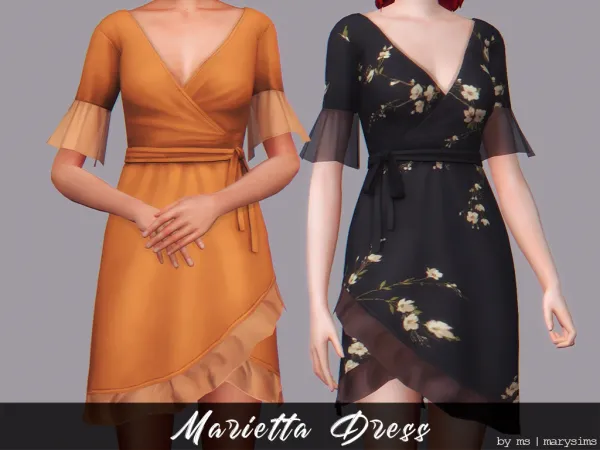 Maxis Match Marietta Dress - The Sims 4 Custom Content