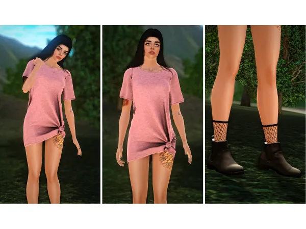 Elliesimple Tied Up Dress Elliesimple Warm Boots - The Sims 3 Custom Content