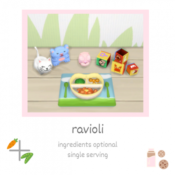 Maxis Match ravioli toddler food by simsfinds - The Sims 4 Custom Content