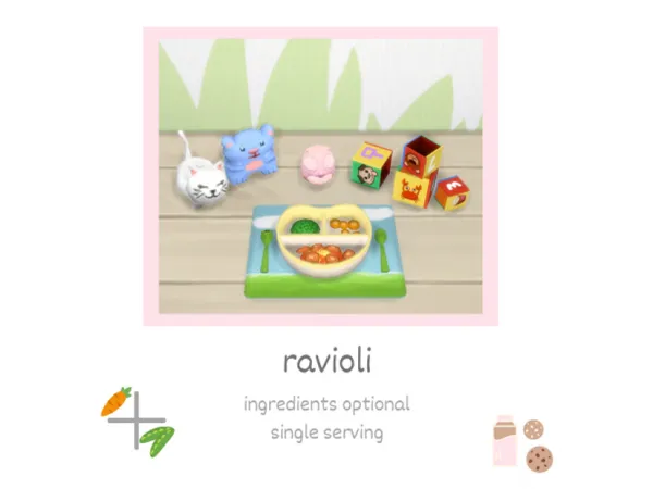 Maxis Match ravioli toddler food by Littlbowbub - The Sims 4 Custom Content