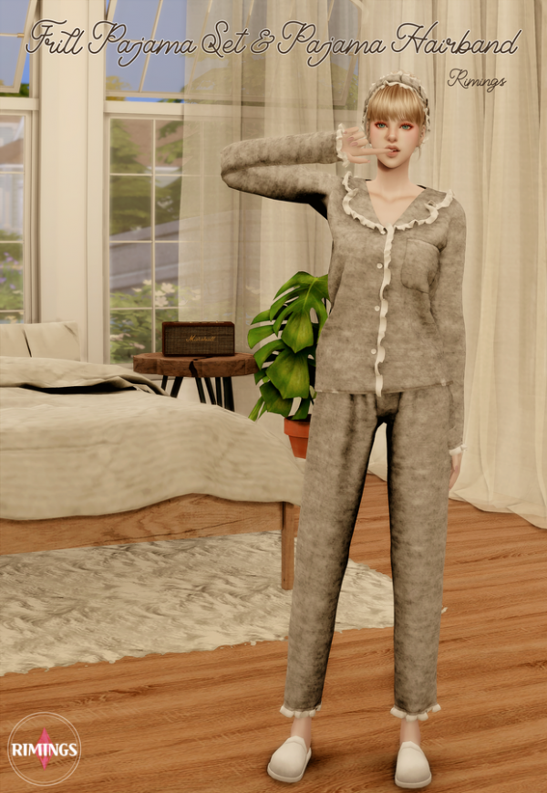 Alpha [RIMINGS] Frill Pajama Set by simsfinds - The Sims 4 Custom Content