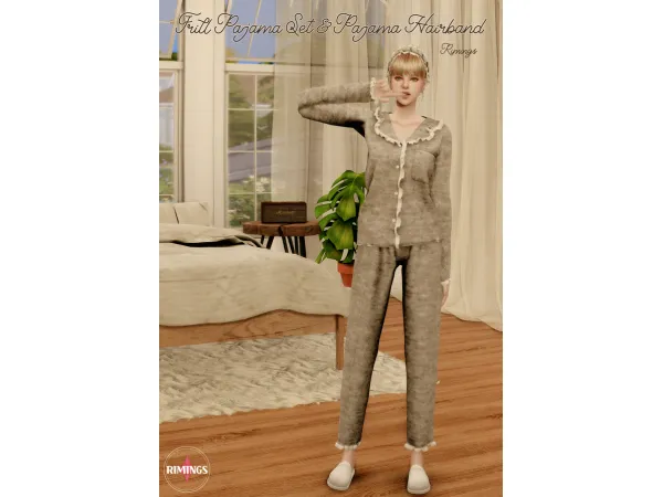 Alpha [RIMINGS] Frill Pajama Set by RIMINGS - The Sims 4 Custom Content