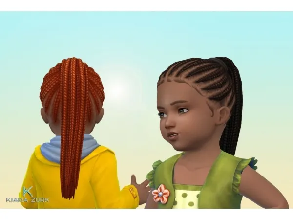 Maxis Match Braided Pony Tail Plain for Toddlers - The Sims 4 Custom Content