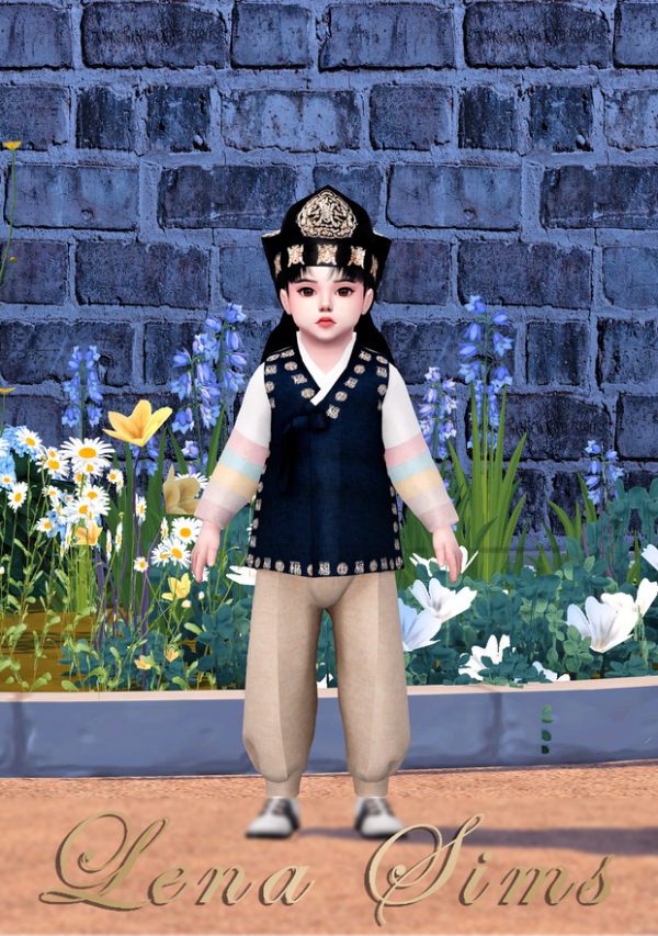 Alpha [Lena Sims] Toddler Boy Hanbok by simsfinds - The Sims 4 Custom Content