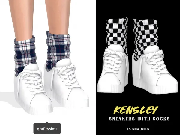 Alpha Kensley Sneakers with Socks by grafity-cc - The Sims 4 Custom Content