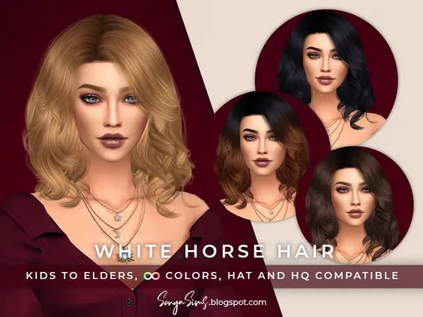 Alpha White Horse Hair - The Sims 4 Custom Content