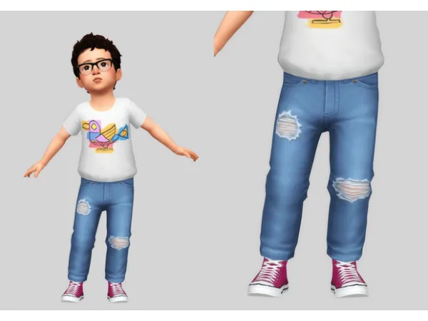 Maxis Match ripped jeans by casteru - The Sims 4 Custom Content