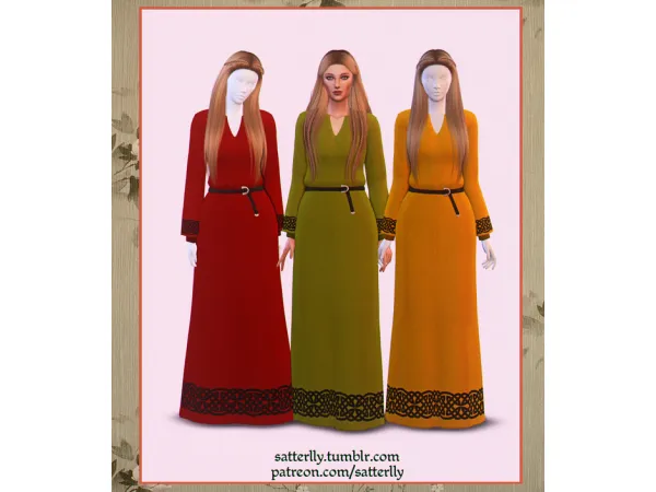 Maxis Match Simple viking dress Hilda by satterlly - The Sims 4 Custom Content