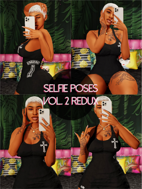 Mix Selfie Poses Vol 2 Redux by simsfinds - The Sims 4 Custom Content