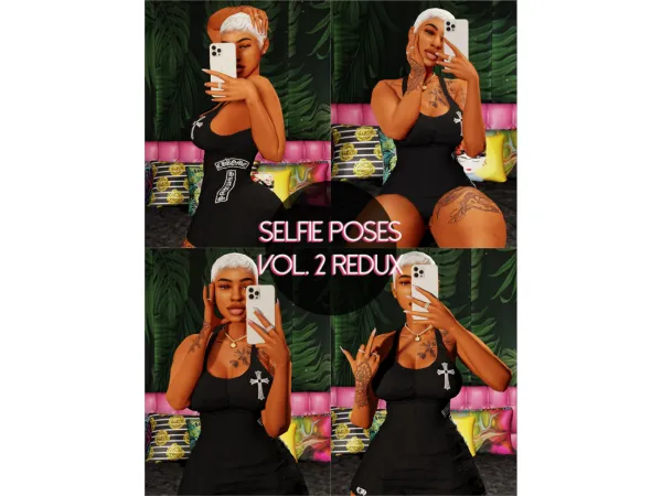 Mix Selfie Poses Vol 2 Redux by Afrosimtric Simmer - The Sims 4 Custom Content