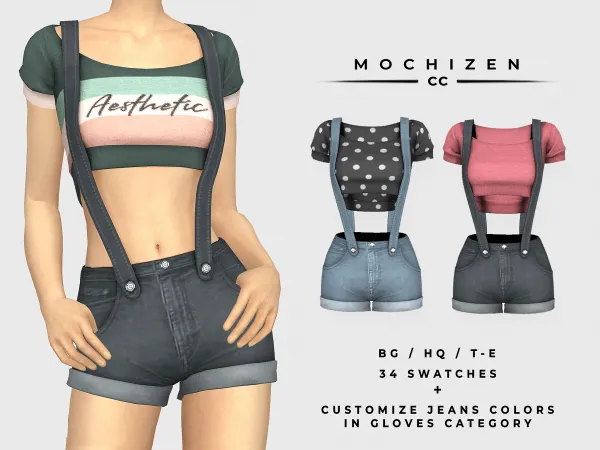 Mix Mochizen Crop Top and Shorts - The Sims 4 Custom Content