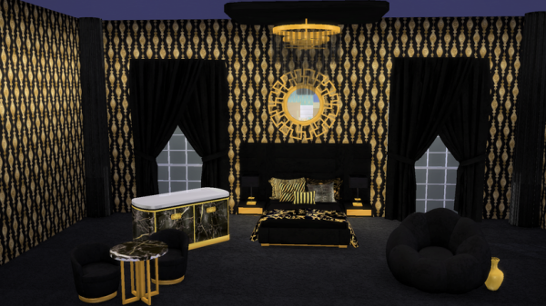 Alpha Lux 'N Gold Bedroom by simsfinds - The Sims 4 Custom Content