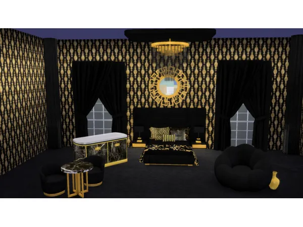 Alpha Lux 'N Gold Bedroom by Inner City Simmer - The Sims 4 Custom Content