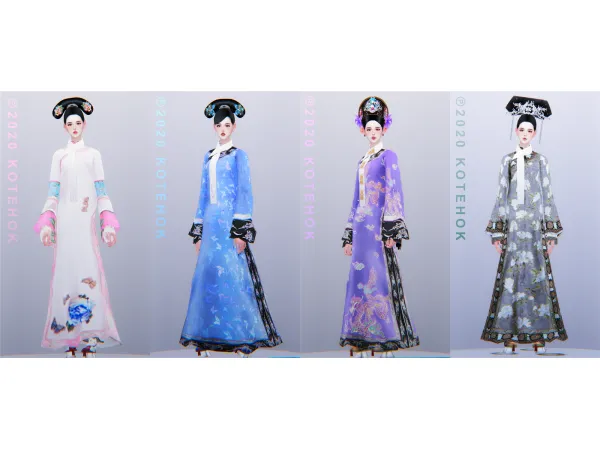 Alpha Qing Dynasty Dress Recolor - The Sims 4 Custom Content