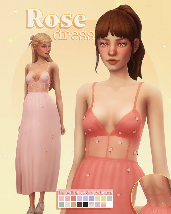 Maxis Match Rose dress by simsfinds - The Sims 4 Custom Content