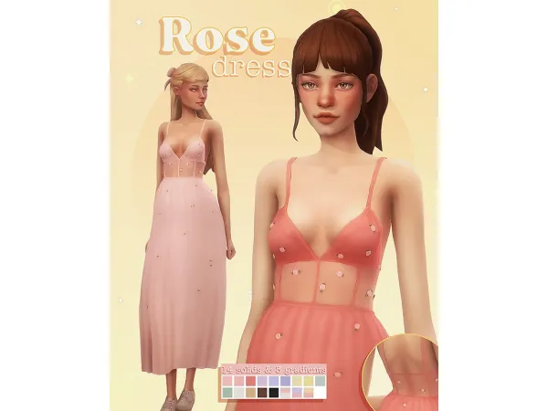Maxis Match Rose dress by Miiko - The Sims 4 Custom Content