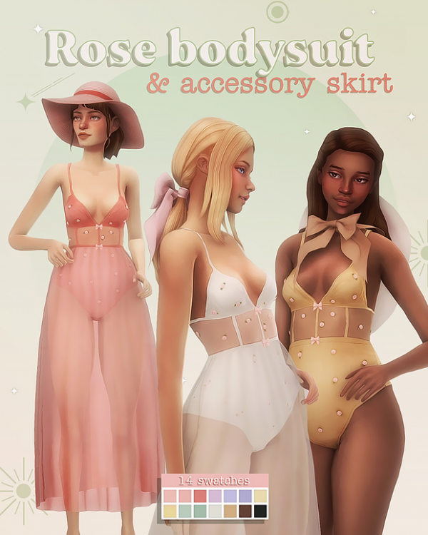 Maxis Match Rose bodysuit sheer accessory skirt by simsfinds - The Sims 4 Custom Content