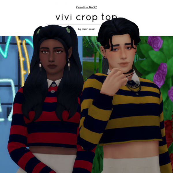 Maxis Match ViVi Crop Top by simsfinds - The Sims 4 Custom Content