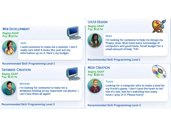 Maxis Match Software Engineer Odd Jobs Pack by snikkidoodle - The Sims 4 Custom Content
