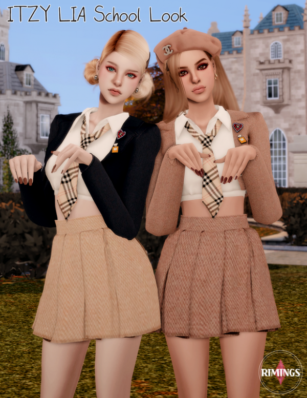 Alpha [RIMINGS] ITZY LIA School Look by simsfinds - The Sims 4 Custom Content