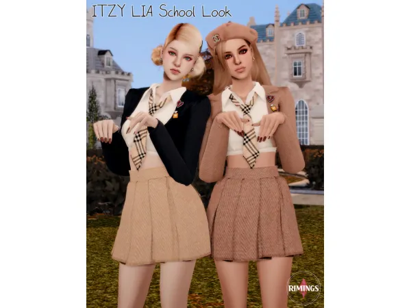 Alpha [RIMINGS] ITZY LIA School Look by RIMINGS - The Sims 4 Custom Content