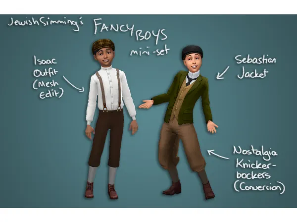 Maxis Match Isaac Outfit Sebastian Jacket Nostalgia Knickerbockers - The Sims 4 Custom Content