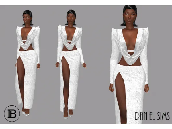 Alpha Balmain Draped Embroidered outfit ss21 by Daniel Sims - The Sims 4 Custom Content