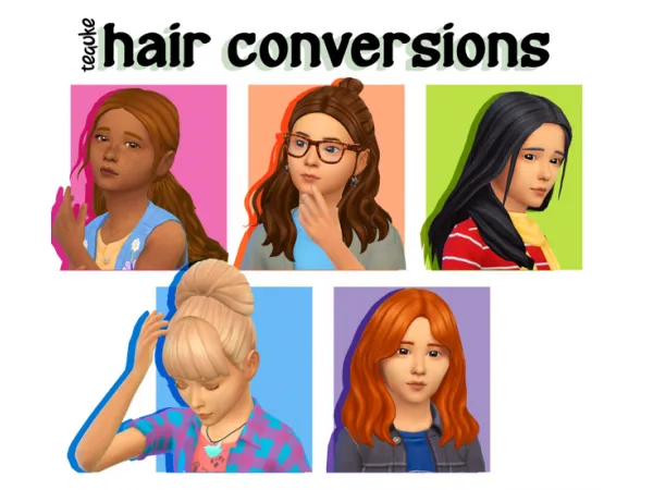 Maxis Match various cf hairs by celeschul - The Sims 4 Custom Content