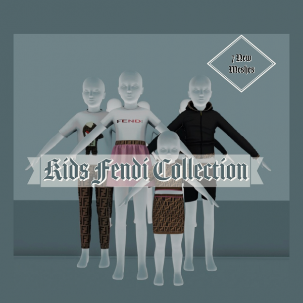 Alpha Kids Fendi collection by simsfinds - The Sims 4 Custom Content
