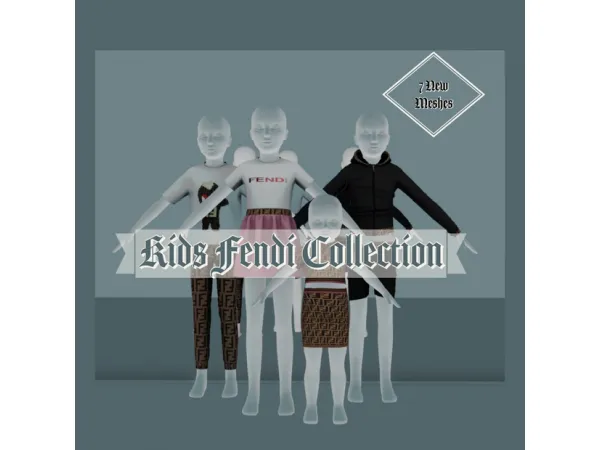 Alpha Kids Fendi collection by K's Kustoms - The Sims 4 Custom Content