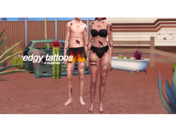 Mix edgy tattoos - The Sims 4 Custom Content