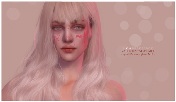 Alpha VALENTINE'S DAY GIFT EYES N24 FACE GLITTER N10 by simsfinds - The Sims 4 Custom Content