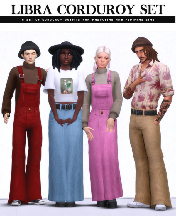 Maxis Match Libra Corduroy Set by simsfinds - The Sims 4 Custom Content