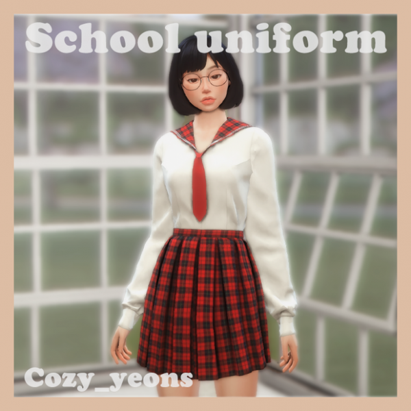 Maxis Match Sims4 Female Cozy_yeons Female School uniform 심즈4 여심 의상 교복 by simsfinds - The Sims 4 Custom Content