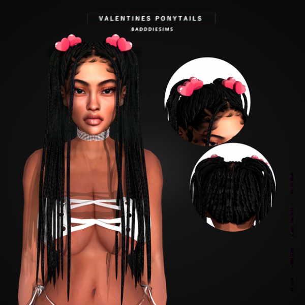 Alpha VALENTINES PONYTAILS by simsfinds - The Sims 4 Custom Content