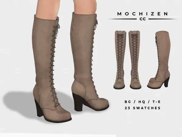 Maxis Match Mochizen Leather Knee High Boots - The Sims 4 Custom Content