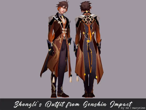 Alpha Zhonglis Outfit from Genshin Impact - The Sims 4 Custom Content