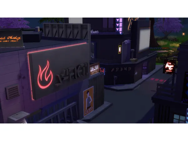 Maxis Match Cyberpunk style Street by Loryn - The Sims 4 Custom Content