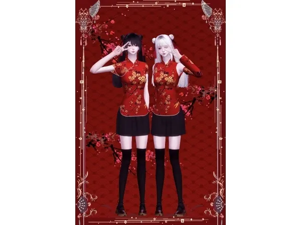 Alpha Yue Hai Qipaos - The Sims 4 Custom Content
